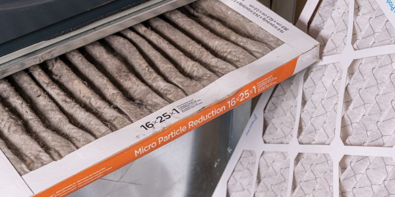 Replacing dirty furnace filter in home